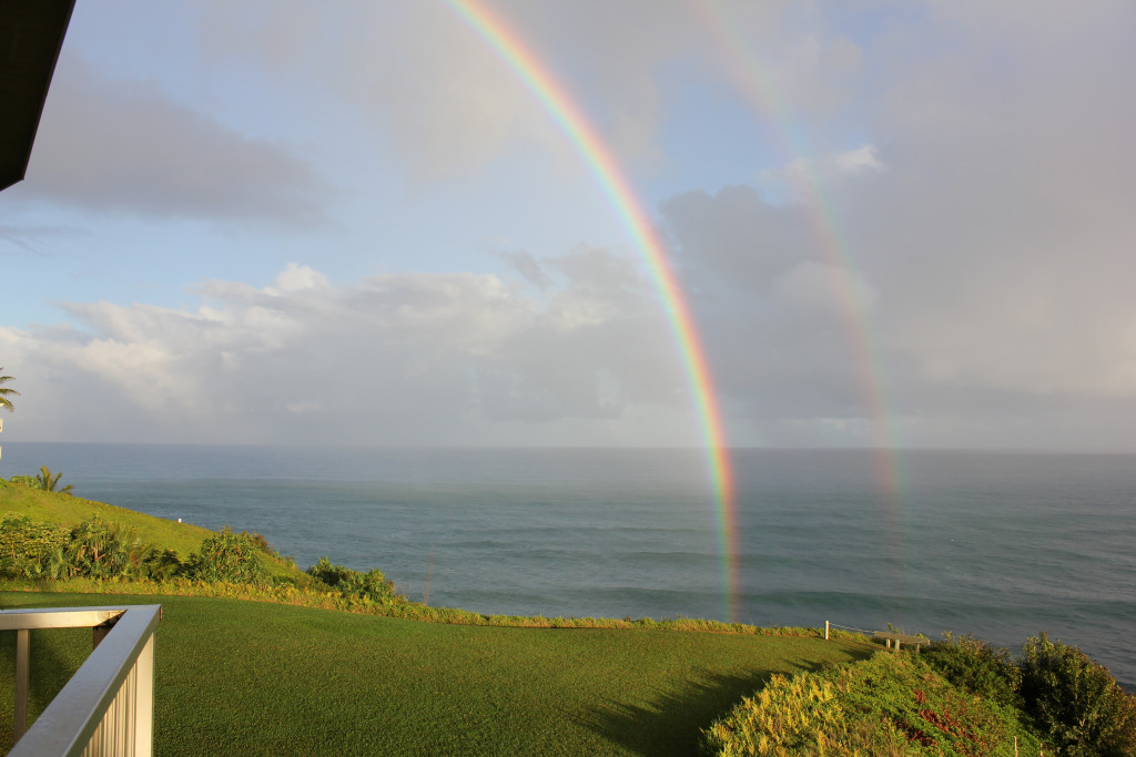 To show the variety of oceanfront views Double rainbow over the ocean